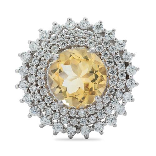 BUY NATURAL CITRINE GEMSTONE HALO RING IN STERLING SILVER